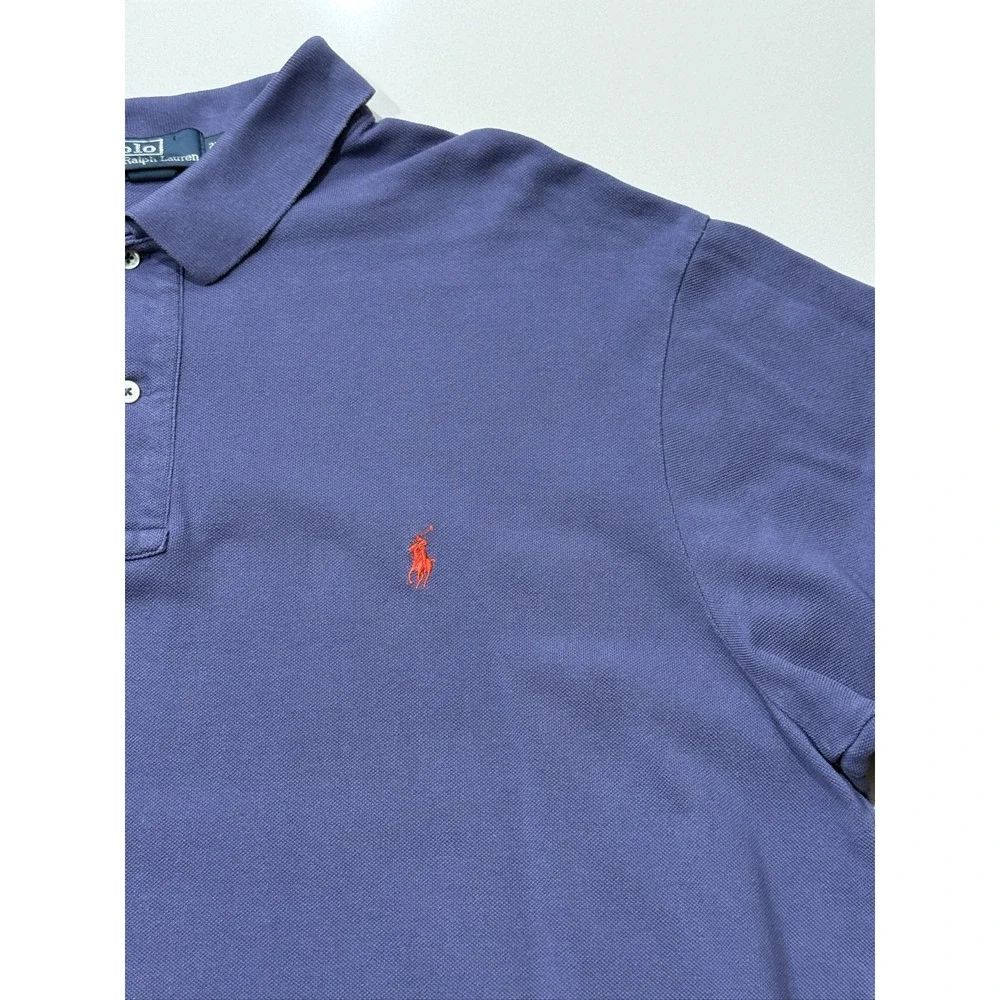 Polo Ralph Lauren Iconic Mesh Polo Shirt 2XLT Blue Cotton Red Logo